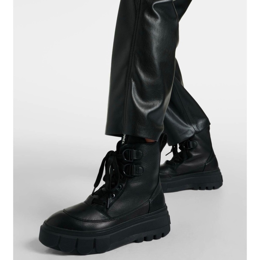 TT Sorel Brex Boot Lace Caribou Black Patent Leather Combat Boots 8.5 NEW - Picture 9 of 10